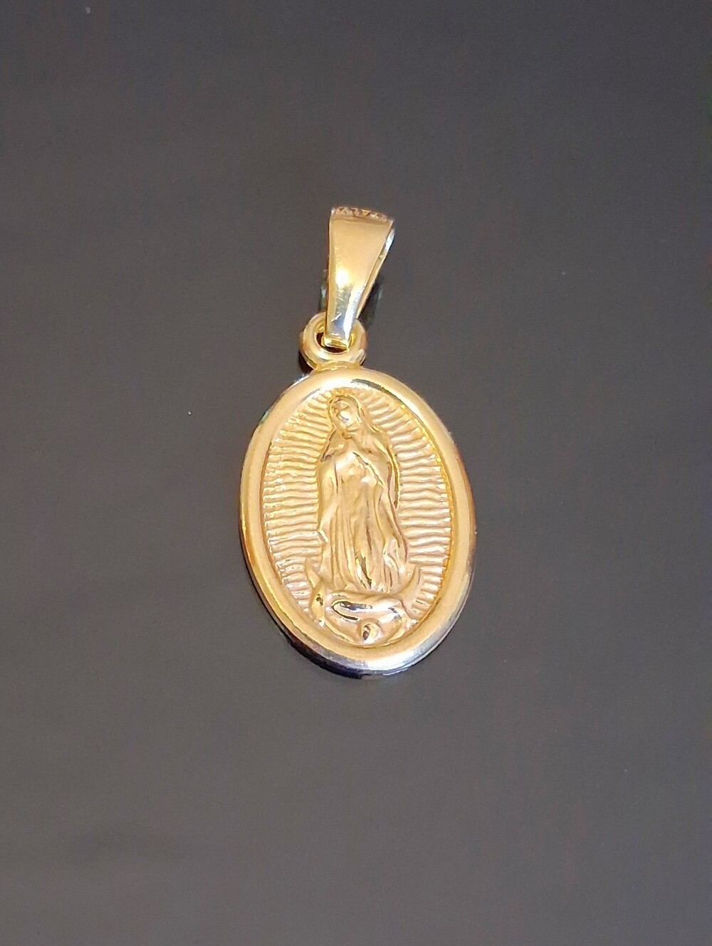 14k Gold Over 925 Sterling Silver Mother Mary Pendant